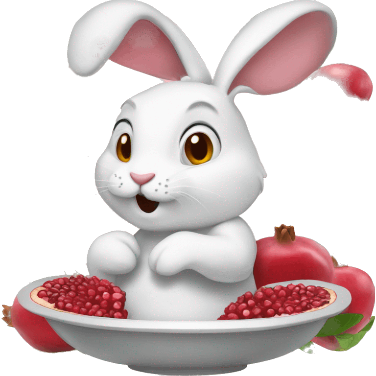 white rabbit eating pomegranate emoji