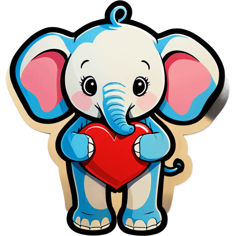 Cute elephant holding a heart  emoji