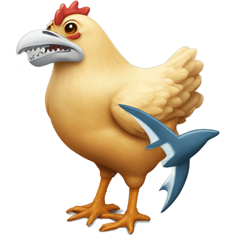 chicken with shark emoji