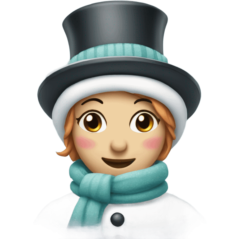 Female snowman blushing  emoji