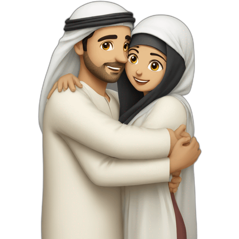 Arab men and women hug emoji