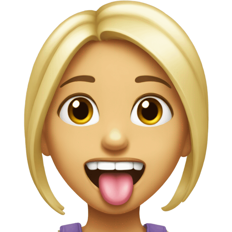 Girl sticking tongue up her teeth looking cheeky  emoji