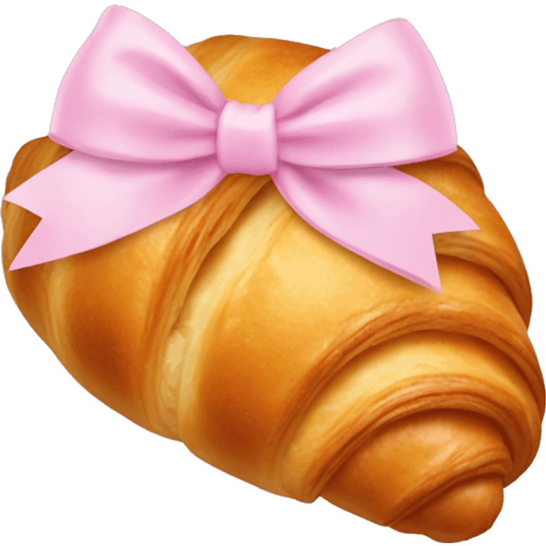 Croissant with light pink bow emoji