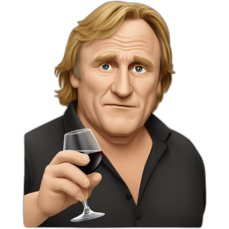 Gérard Depardieu buvants du vins emoji