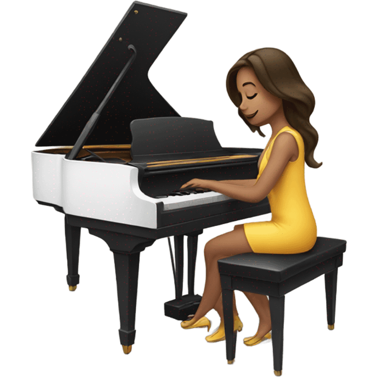 brunette emoji girl playing piano emoji