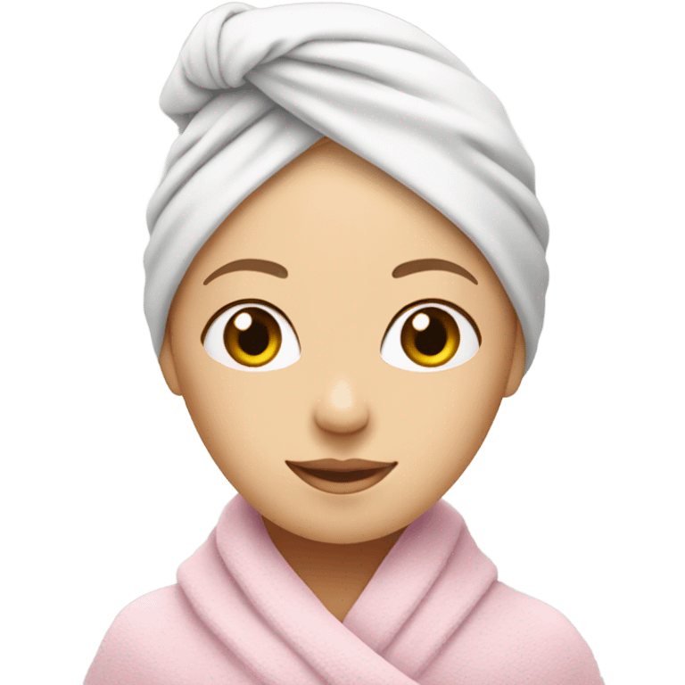 white lady with soft pink towel in her head emoji