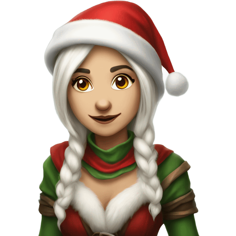 rogue female elf fantasy wearing santa hat emoji