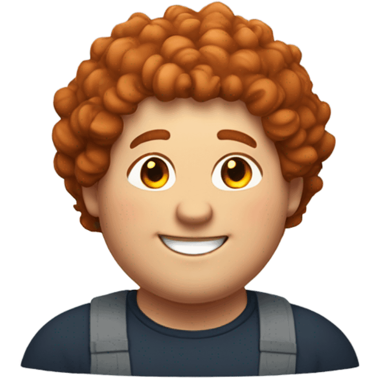 Bading redish curly hair guy with corners in the hair chubby smiling emoji