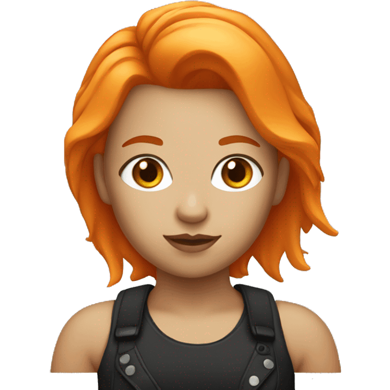 White Rockstar Girl with orange hair  emoji