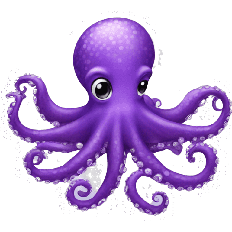 Purple octopus with silver sparkles  emoji