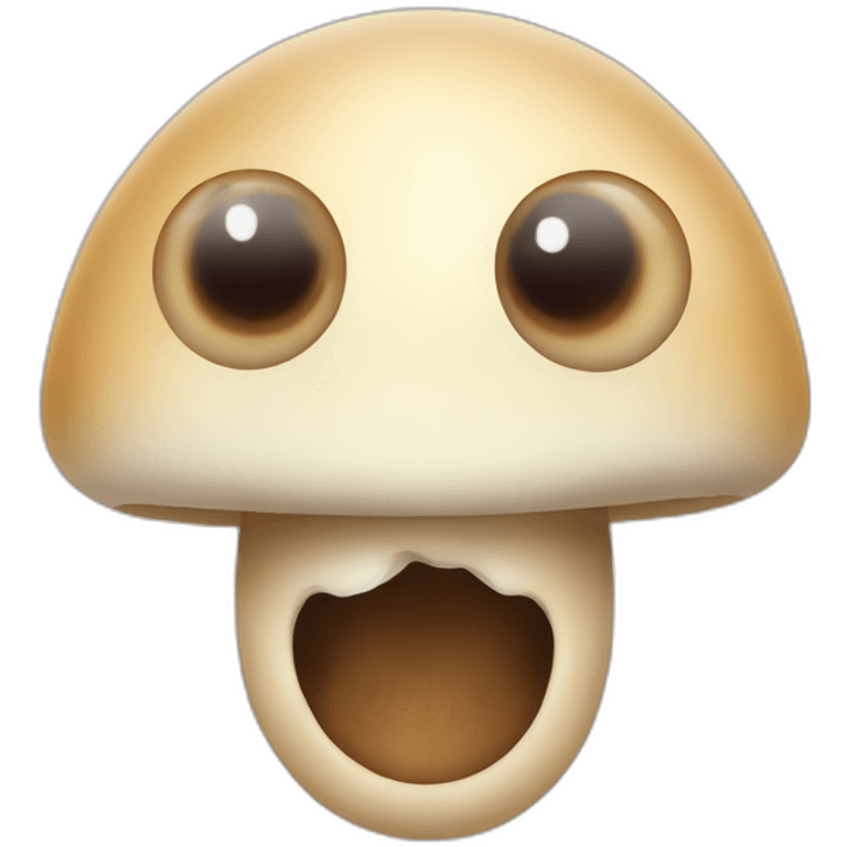 mushroom with human eyes nose and mouth  smiling emoji