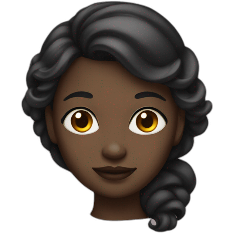 Woman with dark skin and big eyes emoji