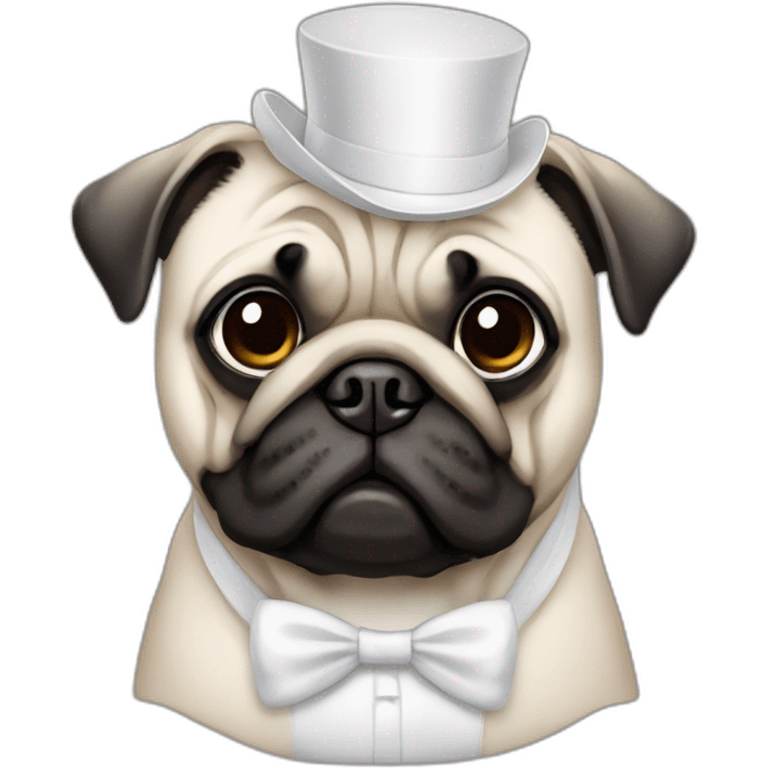 pug dressed up in white dress clothes emoji