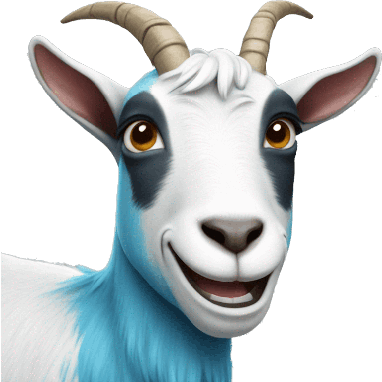 Smiling goat, blue hair emoji