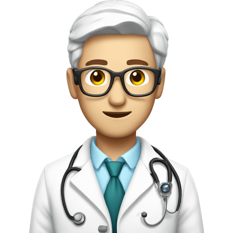 A male doctor in a white coat with a shining phonendoscope emoji