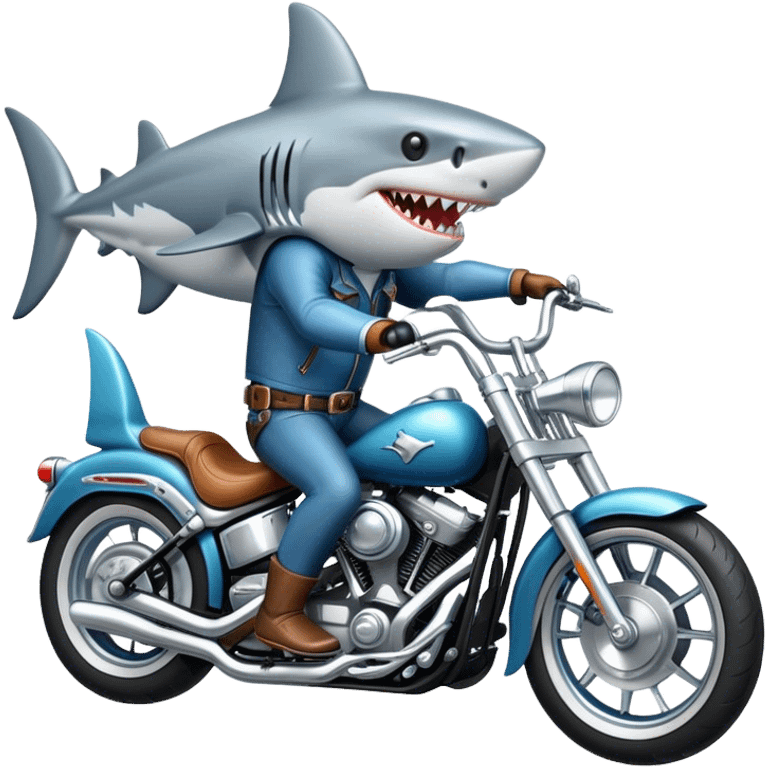 Shark riding a Harley.  emoji