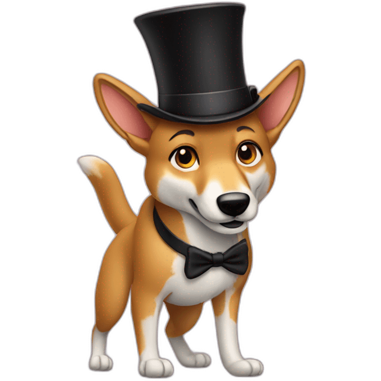 Dancing dingo in a top hat emoji