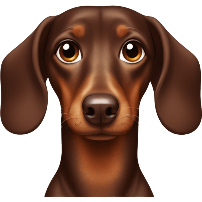 chocolate brown daschund with light brown eye brows emoji