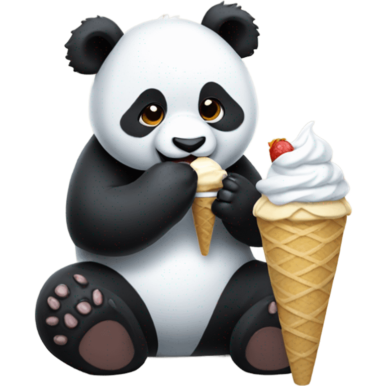 Panda eating ice cream emoji