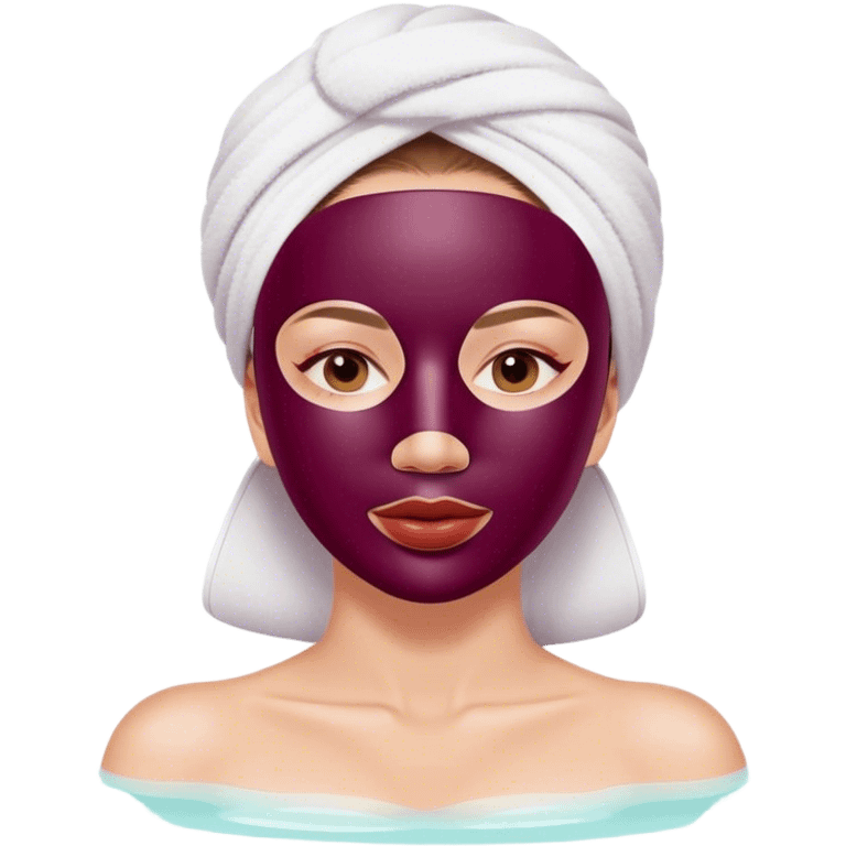 Lady with face mask Burgundy spa beauty full face relaxing emoji