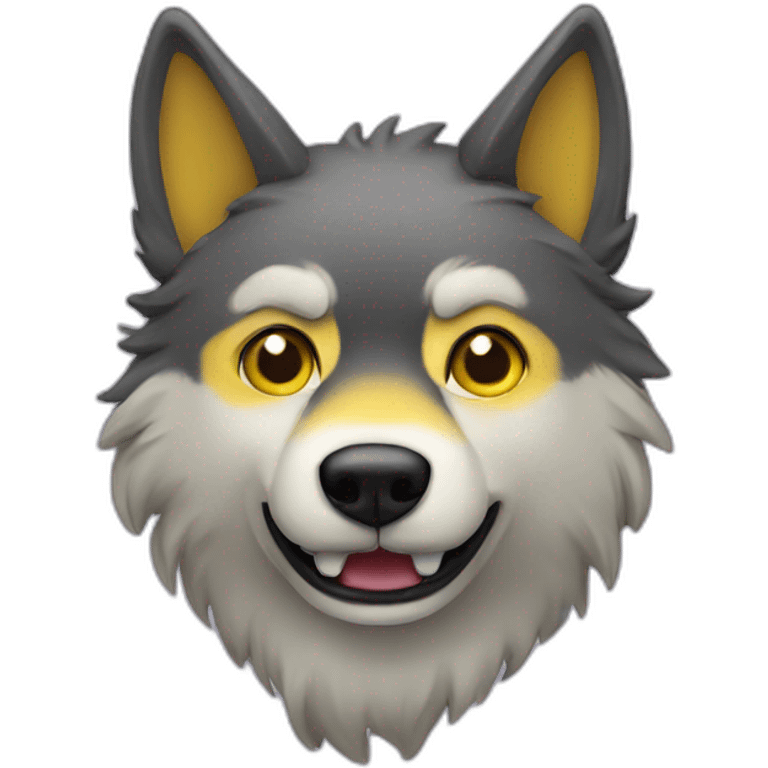 Funky Wolf with a yellow mustache emoji