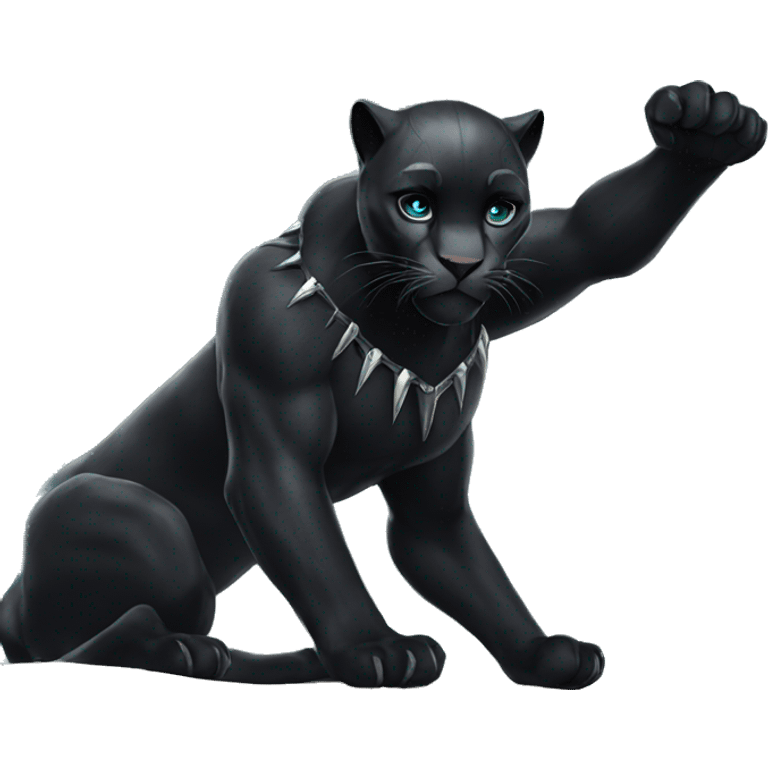 The black panther waves its paw emoji