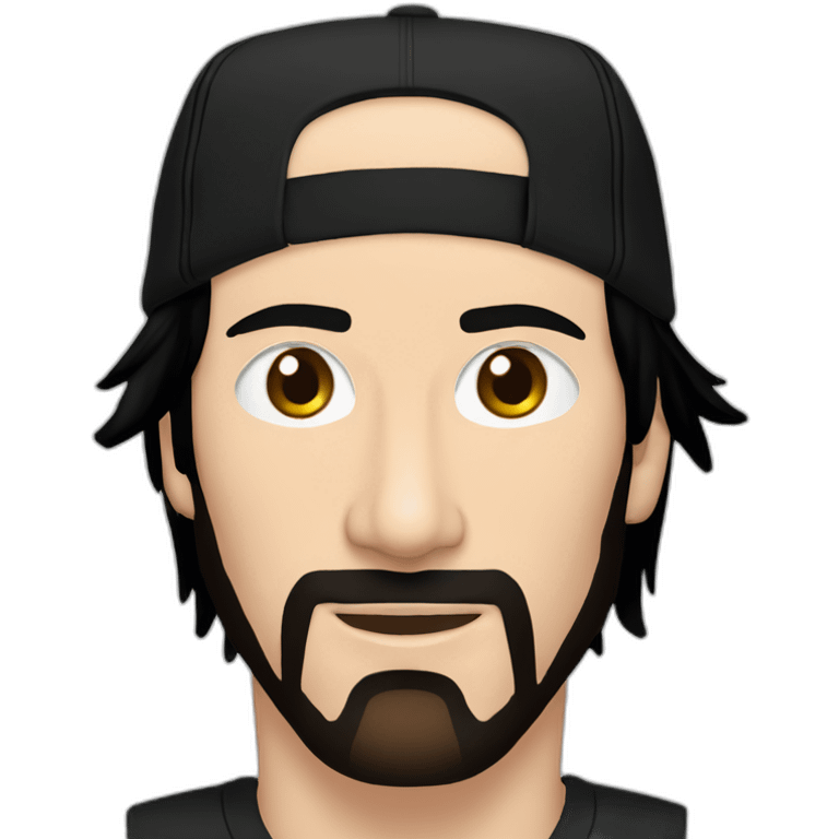 short haired keanu reeves with a black addidas cap emoji