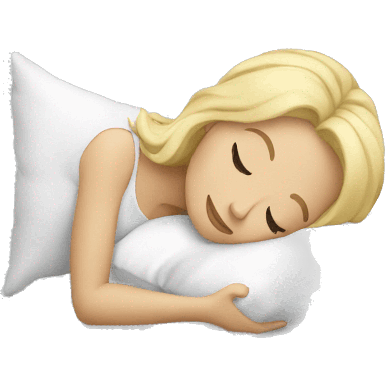 Blonde girl sleeping with pillow emoji