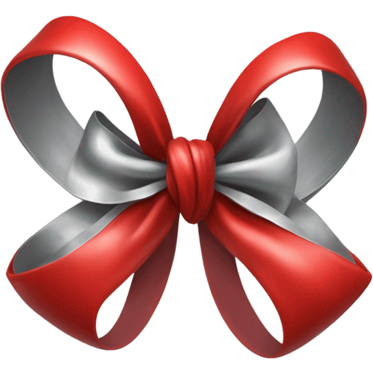 "A vibrant red bow with a silver hollow heart at the base of the bow's knot. The bow should have an intense red color, and the silver heart should be positioned at the center of the knot." emoji