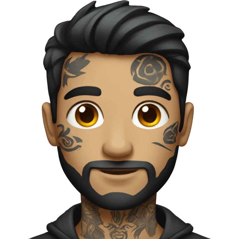 Tattooed guy with dark hair emoji