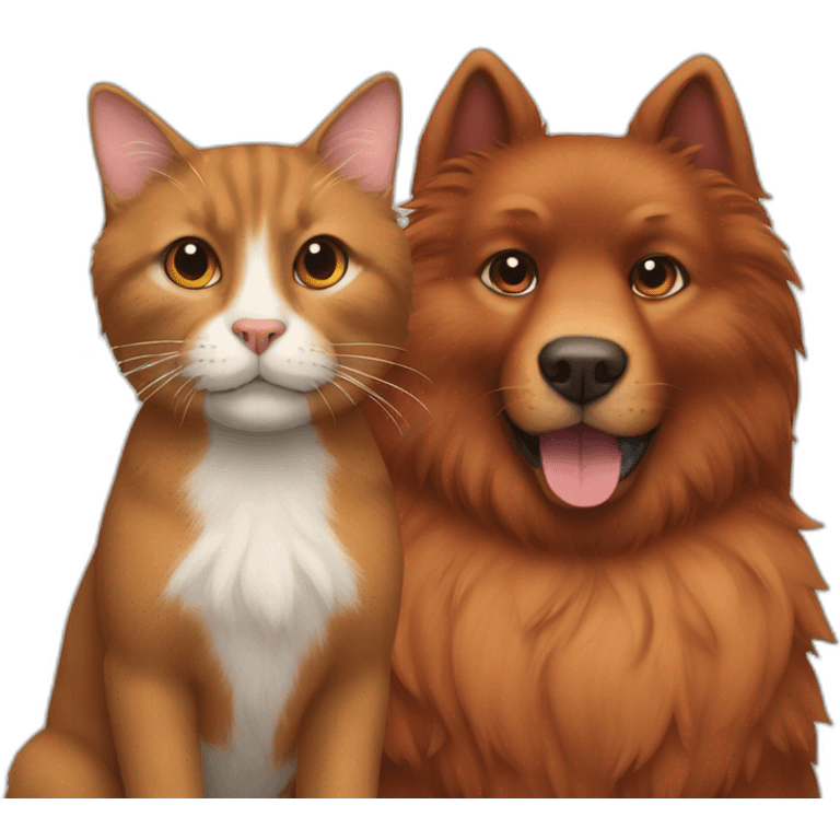 Brown furry dog and a red cat emoji