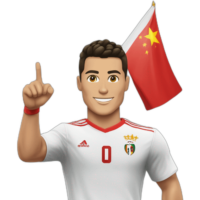 Cristiano Ronaldo avec le drapeaux les l Albanie sur les mains emoji