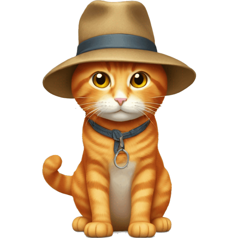 Orange cat wear hat and boots  emoji