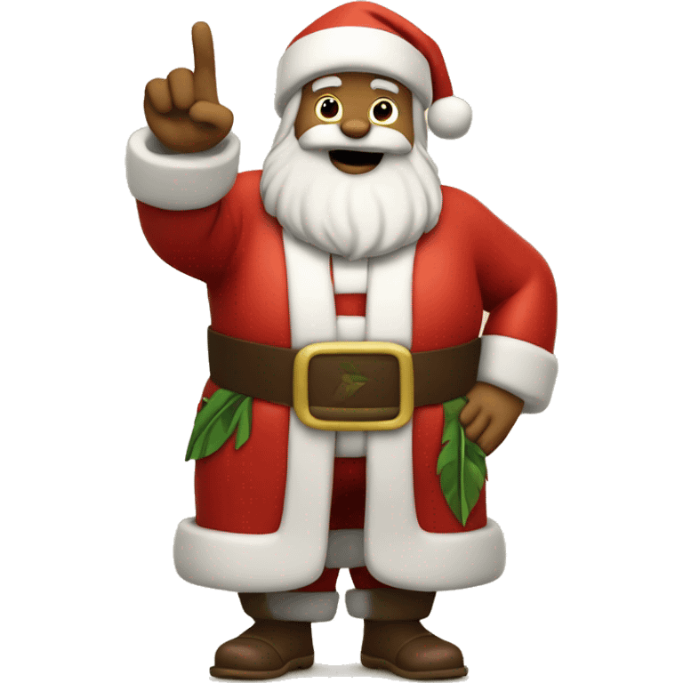 Hawaiian Santa thanksgiving doing the Shaka  emoji