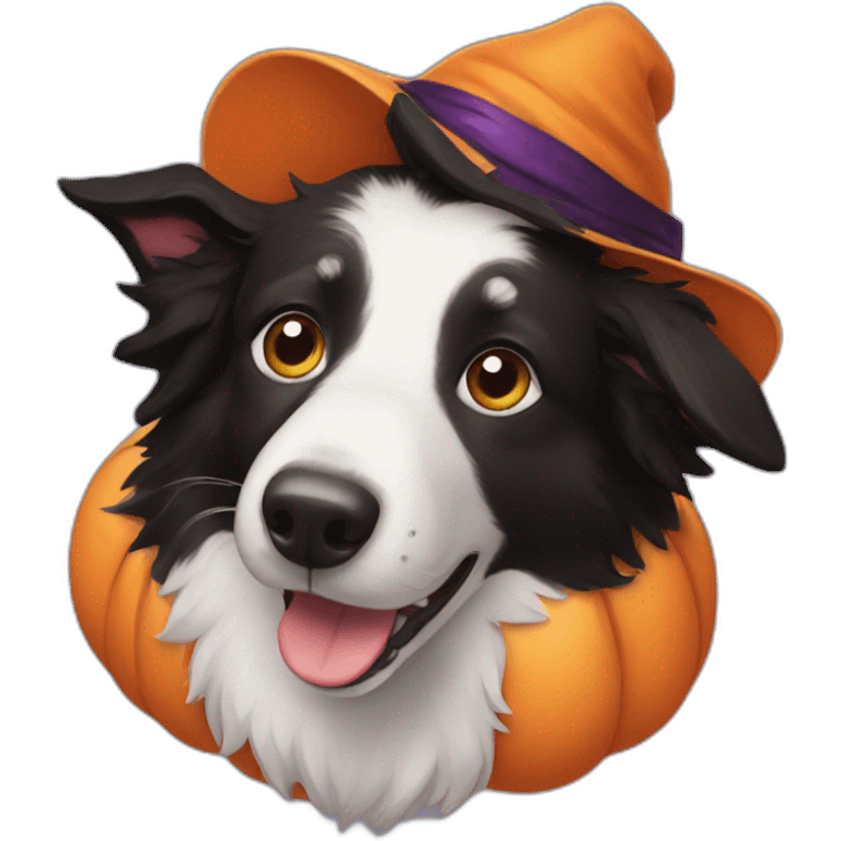 border collie wearing a halloween costume emoji