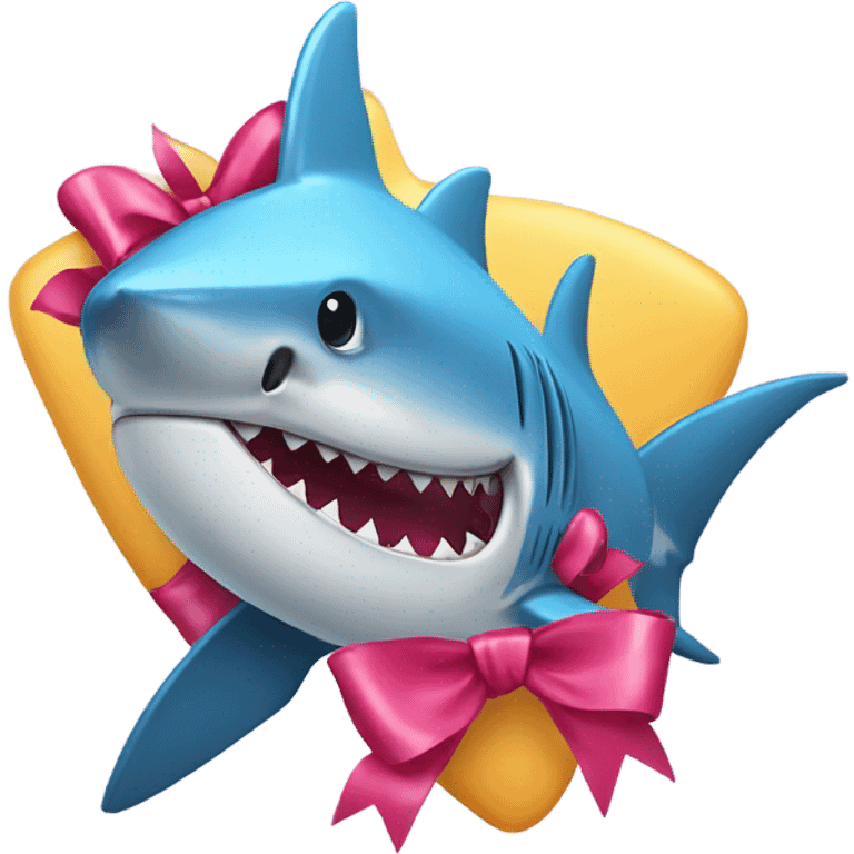 shark with an bow on top of the head emoji