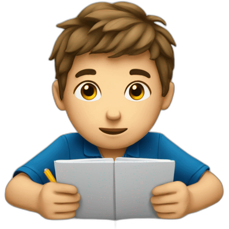 boy writing on notebook emoji