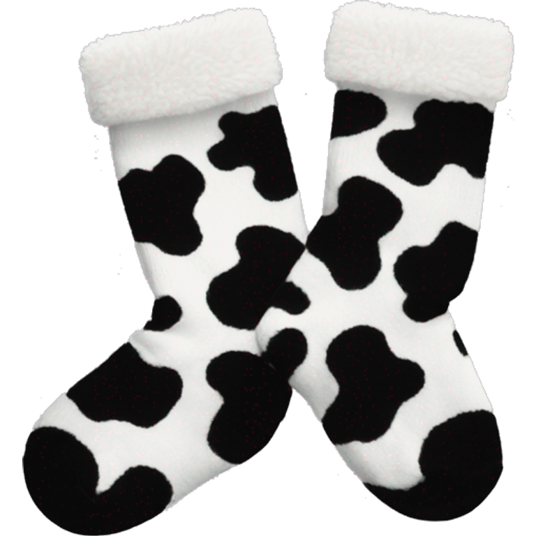 Fuzzy cowprint socks emoji