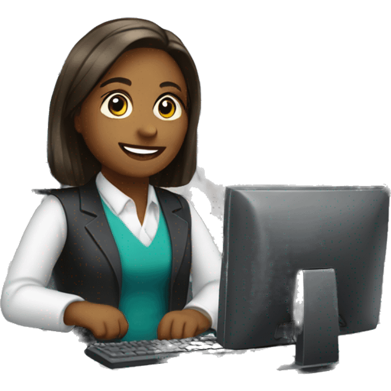 cashier in bank with computer emoji