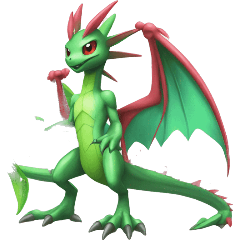 Full body sharp edgy shiny punk colorful Fairy-Flygon-Scyther-grovyle emoji