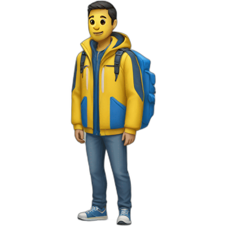 person with yellow and blue jacket emoji