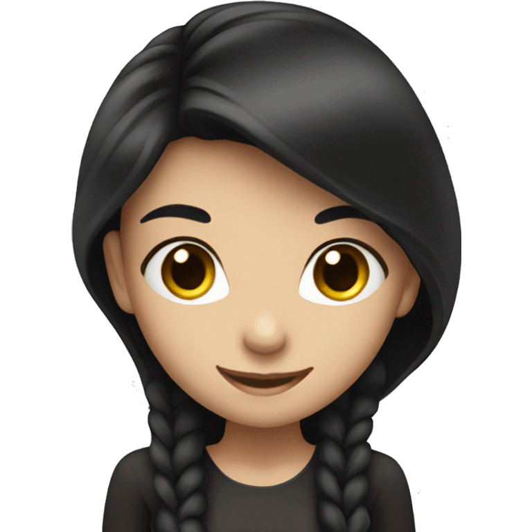 smiling girl with long black hair and girdle  emoji