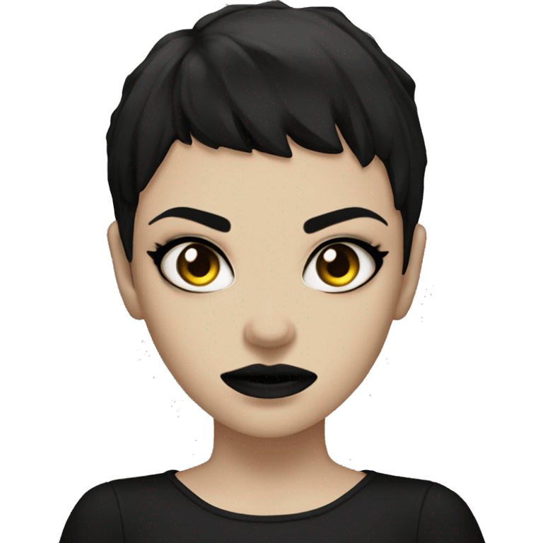 girl goth black short hair angry black eyes  emoji