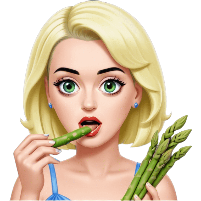 Katy Perry eating asparagus emoji