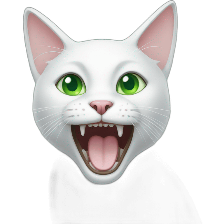 white scared cat with big green eyes emoji