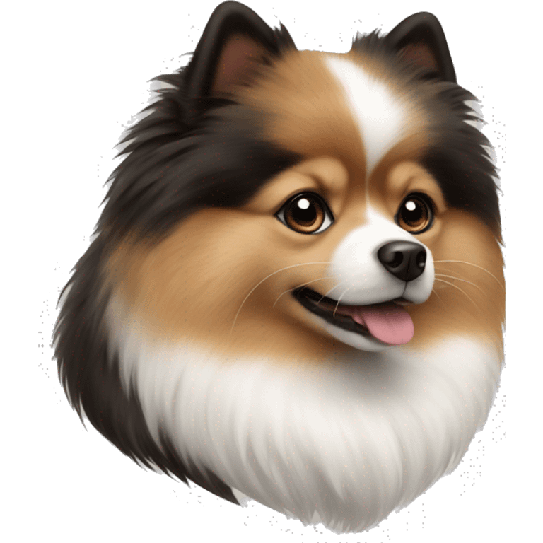 White and brown and black Pomeranian  emoji