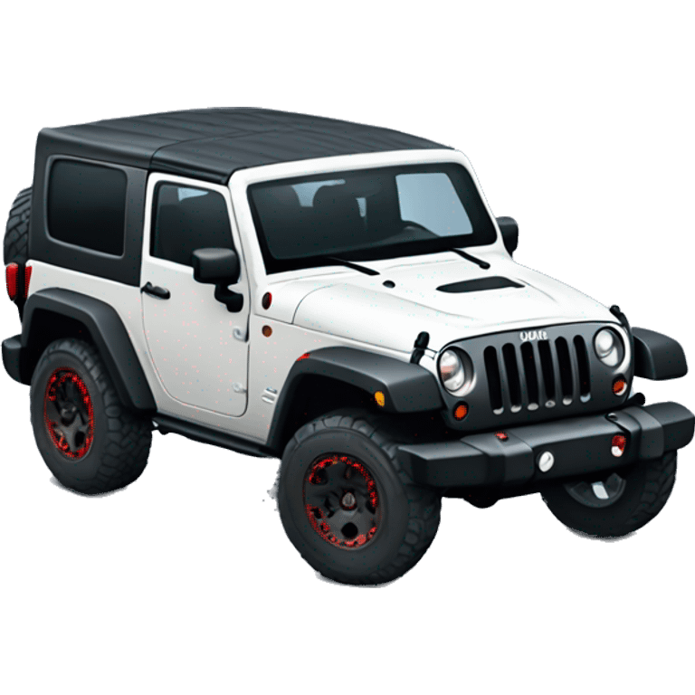 White Jeep Wrangler Rubicon with red accents  emoji