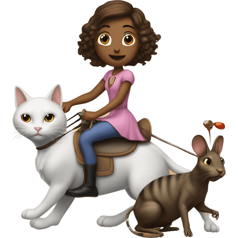 Princess riding a dog riding a cat riding a mouse riding a cockroach ￼ emoji