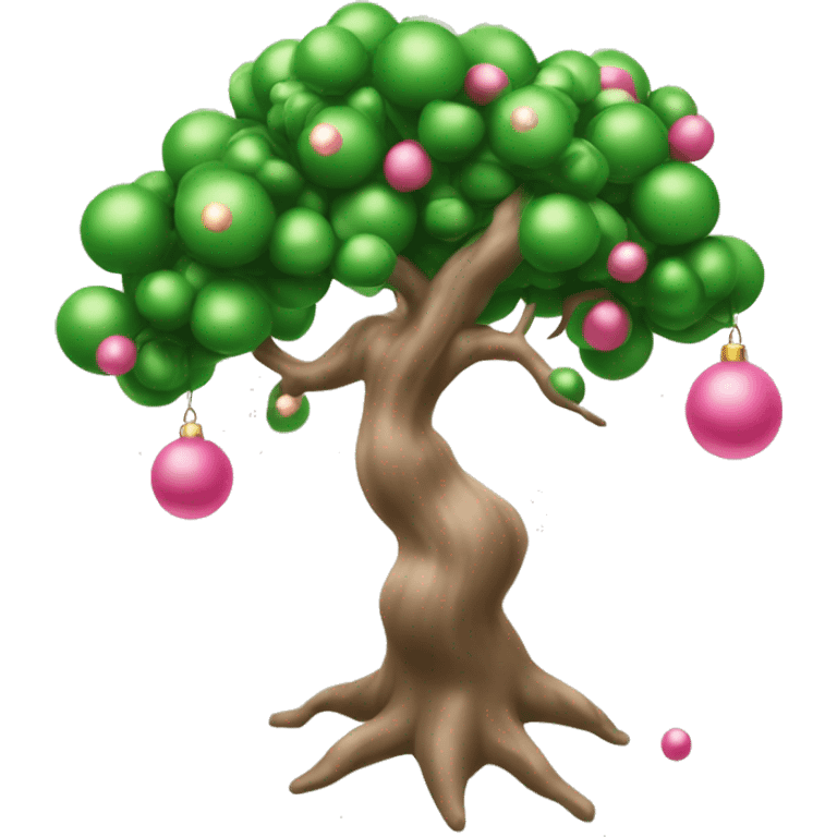 Albero di Natale verde con palline rosa emoji