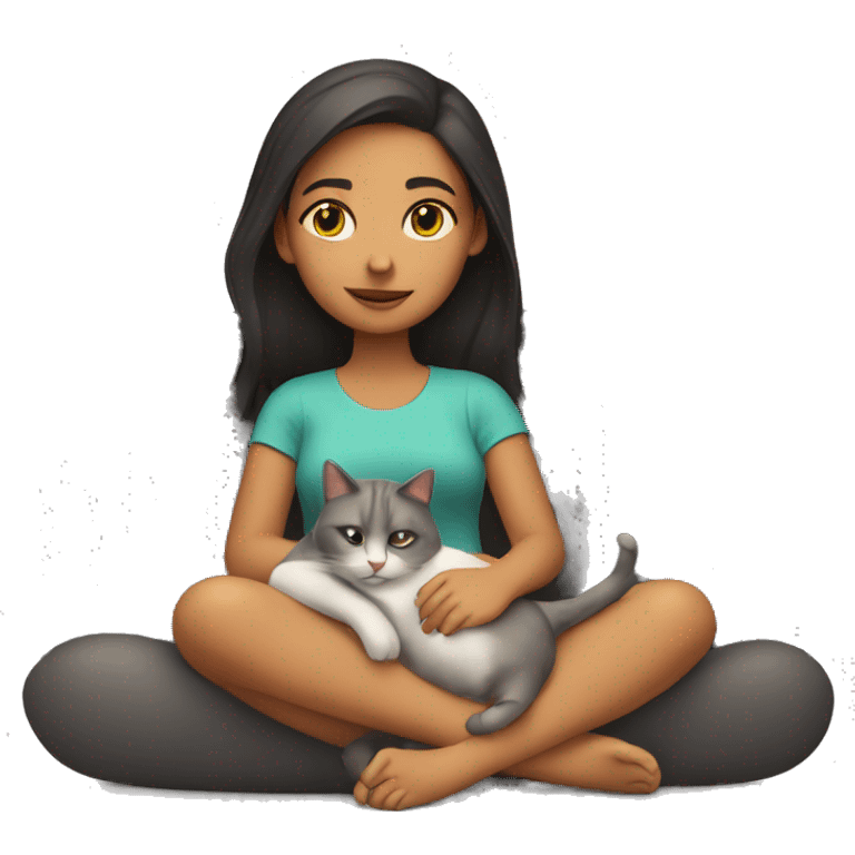 Girl laying with cat on lap  emoji